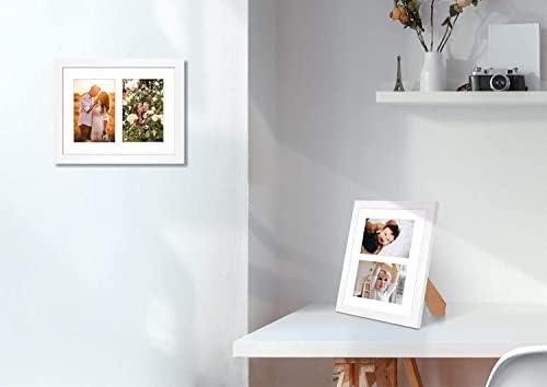 אמנות גולדן סטייט, 4x6 מסגרת תמונה כפולה בלבן - מסגרת קולאז '8x10, עץ מלא עם זכוכית מחוסמת - פורמטים