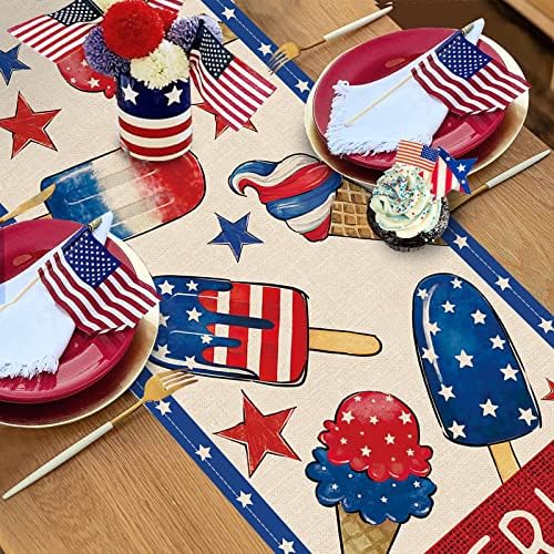 Seliem 4 ביולי מככבים פסים פרפר שולחן פטריוטי רץ, אמריקה יום הזיכרון לעצמאות יום הזיכרון האמריקאי מטבח שולחן