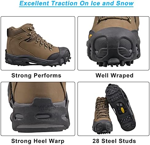 סוטי קרח לנעליים ומגפיים, סוטי משך שלג קרח 28 טחנות טלטלות סוליות קרפון סיליקון ללא החלקה סוליות