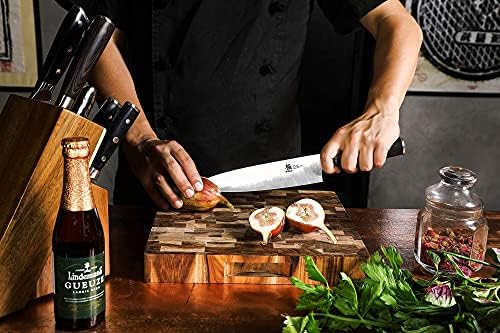 קיוקו סמוראי סדרה 8 סכין שף + 7 קליבר ירקות סיני - טאנג מלא - פלדת פחמן גבוהה יפנית - ידית Pakkawood