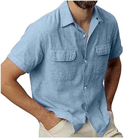 חולצות פרחוניות בהוואי גברים כפתור שרוול קצר למטה חולצת דיג כותנה בכושר רגיל