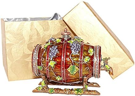 ענבר פרחוני חבית תכשיט, גלולה, פסלון אמייל תכשיטים עם אלמנטים של סברובסקי גבישים