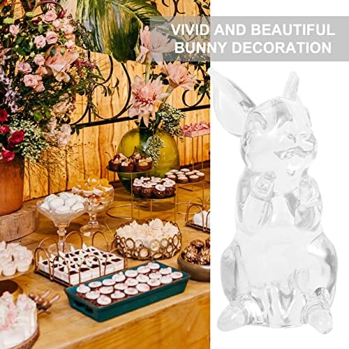 AMOSFUN משרד תפאורה של פסלוני בעלי חיים בעלי חיים זכוכית מיניאטורה בעלי גבי גביש עומד ארנב פסל סלון שולחן