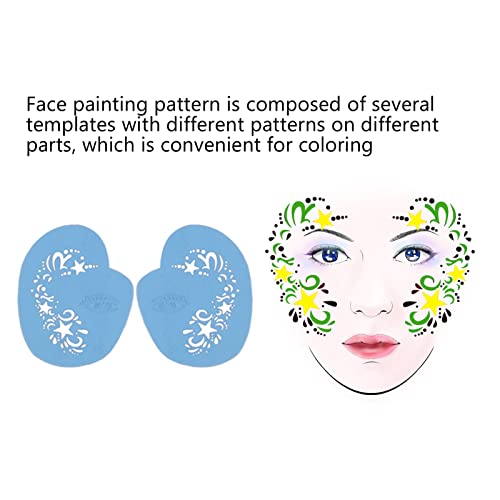 מדבקות שבלונות של צבע פנים, 5 יחידות ערכת שבלונות צבע פנים, תבנית ציור לשימוש חוזר תבנית תבנית תבנית, ציור