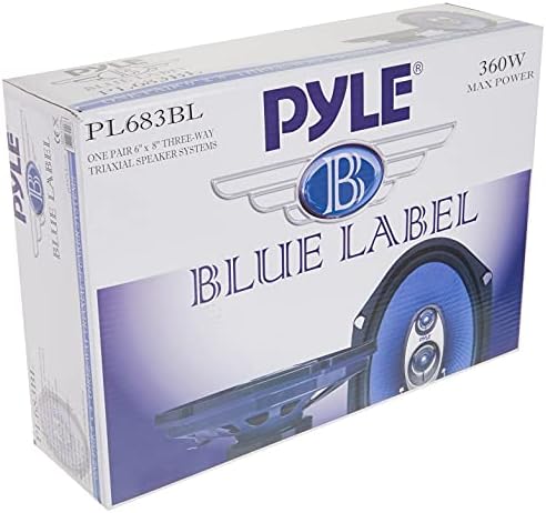 Pyle 6 ”x 8” רמקול צליל מכונית - משודרג חרוט הזרקת פולי כחול 3 -כיווני 360 וואט עם גומי בוטיל לא -פטיל