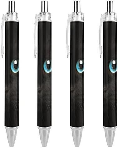 שחור חתול צבעים עיני כדורי עט נשלף עט כדור נקודת עט נייד כחול דיו עט לבית משרד 4 יחידות