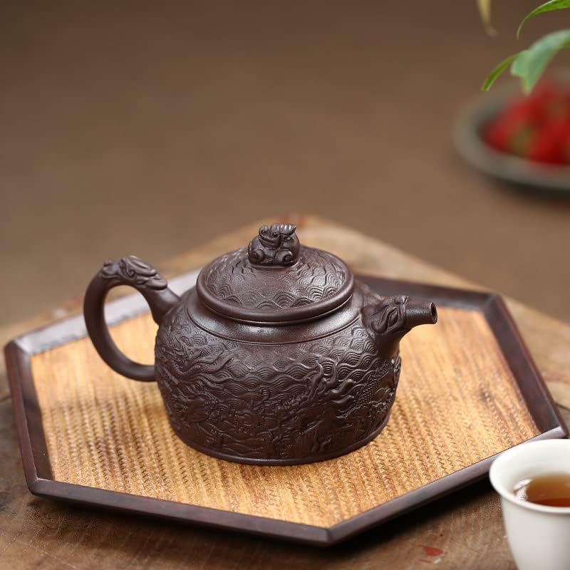 סיר חול סגול מפורסם בעבודת יד עפרות גולמיות בוץ סגול לונגטנג ארבע פעמי פעמון מפורש ערכת תה בקיבולת גדולה 名家