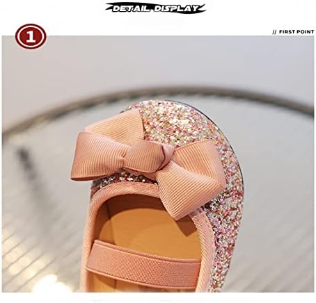 נעלי נסיכה של בנות רכות של Ikevan עם קשת עם נצנצים נעליים פעוטות 15 חודשים עד 6 שנים סנדלי קשר פרפר בנים 7