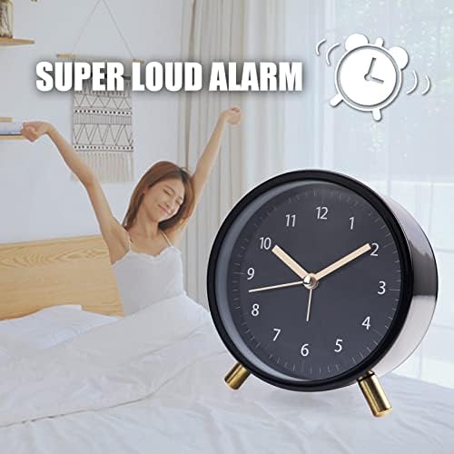 שעון מעורר של Aolox 4.5 שעון מעורר אנלוגי ליד המיטה עבור סוללת חדר שינה מופעל שעון עגול עם תאורה