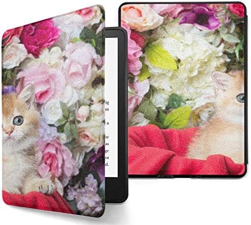 קורא אלקטרוני ספר כיסוי תואם עם 6.8 קינדל ניירלבן 11 דור מקסים חתול על פרחים ניירלבן ספר אלקטרוני מקרה עם אוטומטי