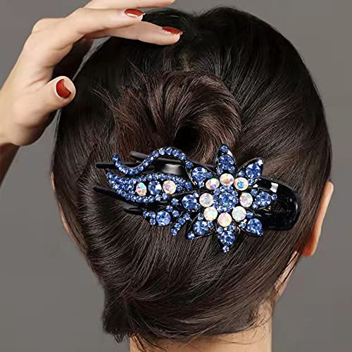 ריינסטון פרח שיער טופר קליפים עבור נשים מקור ברווז קליפ יהלומי שיער קליפים עם פרח שיער קליפ צד שקופיות