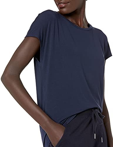 אמזון יסודות נשים של ג ' רזי סטנדרטי בכושר קצר שרוול סירה צוואר חולצה