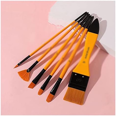 QJpaxl 6 יחידות/סט ניילון עץ מעורב מחזיק עט עט שמן מברשת צבע מברשת אקריליק שמן צביעה חומר אמנות מברשת