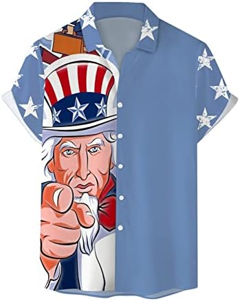 כפתור למעלה שרוול ארוך גברים של יום העצמאות דגל 3 דפוס דיגיטלי מותאם אישית אופנה כפתור גדול למטה