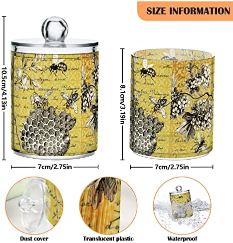דבש דבורה וינטג '2 חבילות כותנה כותנה מחזיק כדורים מארגן מארגן מכולות אחסון מפלסטיק עם מכסים