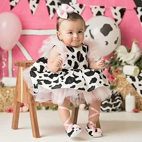 פעוטות תינוקות בנות רומפר שמלת תינוק הדפס פרה בגדי טול