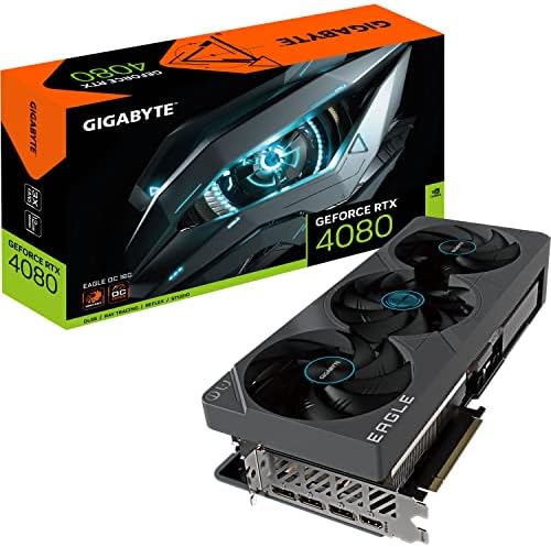 Gigabyte Geforce RTX 4080 Eagle OC 16G כרטיס גרפיקה, 3x אוהדי Windforce, 16GB 256 סיביות GDDR6X, GV-N4080eagle