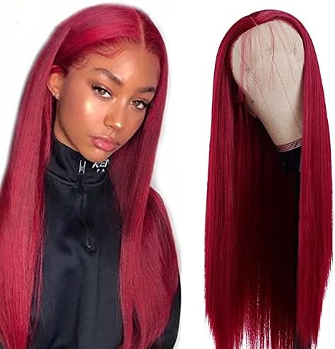 99 ג ' יי תחרה מול פאה ברזילאי רמי שקוף תחרה פרונטאלית פאות בורגונדי אדום שיער טבעי פאה עבור שחור נשים