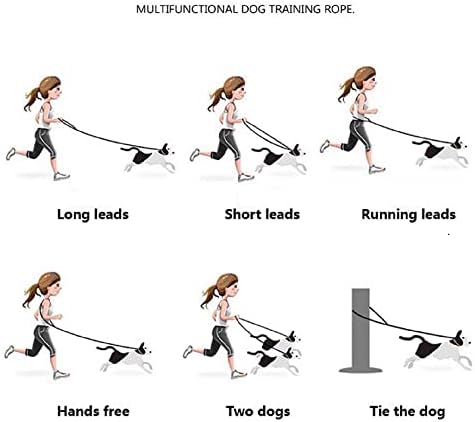 רצועת כלבים רב -פונקציונלית של Tesitehi רצועה 7.5 רגל עם כפול מתכוונן וו סיבוב ידיים חופשיות לכלבים