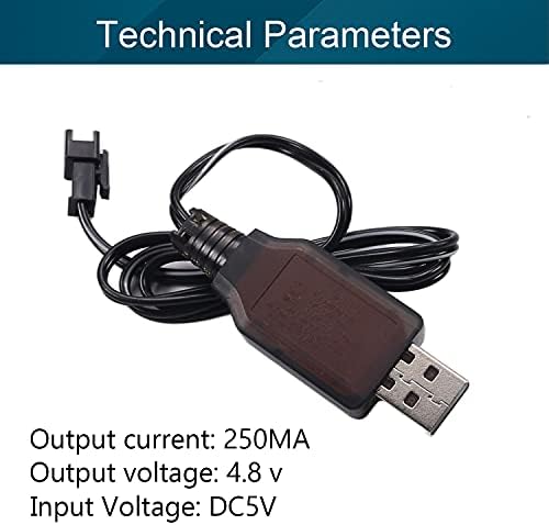 פילקט 2 יחידות 4.8 V כבל מטען USB 250MA עם תקע מחבר SM-2P עבור סוללת RC לרכב NI-MH NI-CD
