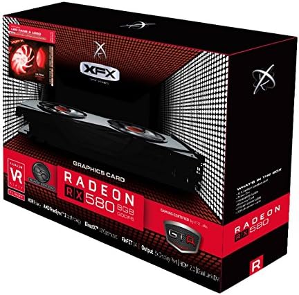XFX GTR-S מהדורה שחורה RX 580 8GB OC+ 1450MHz w/מאווררי LED אדומים וכרטיסים גרפיים עם לוח אחורי