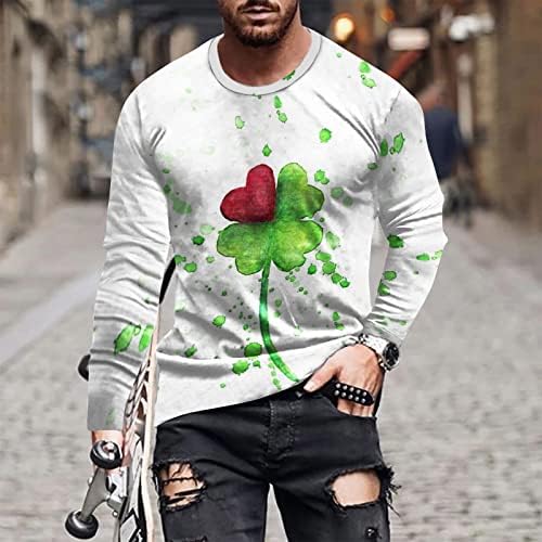 Oioloyjm St Patricks Day Mens חולצות טוניקה צמרות ללבוש עם חותלות אופנה מזדמנת מודפסת בתוספת סווטשירט