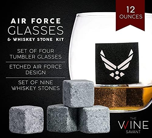 יום האב ויסקי לגין להגדיר עם 4 כוסות משקה חריף חיל האוויר ויסקי לגין & מגבר; זכוכית להגדיר עם בסיס עץ & מגבר;