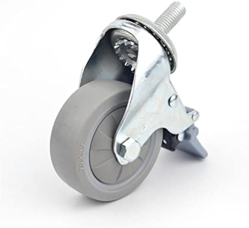 גלגלי גלגלים אוניברסליים לדרוך גומי אלסטי גבוה בגודל 3 אינץ ' עם בלם 12 על 25 גלגלים תעשייתיים לבישים