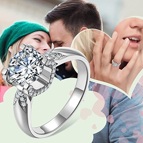 2023 נשים של עגול זירקוניה מצופה כסף טבעת אירוסין חתונה טבעת שליליות טבעת