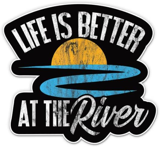 החיים טובים יותר במדבקות הנהר - 2 חבילות של מדבקות 3 אינץ ' - ויניל אטום למים לרכב, טלפון, בקבוק מים,