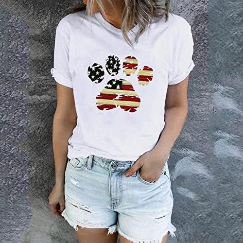 4 ביולי חולצות חולצות לנשים חולצות טריקו עם שרוול קצר פסים דגל אמריקאי חולצות טי פטריוטיות