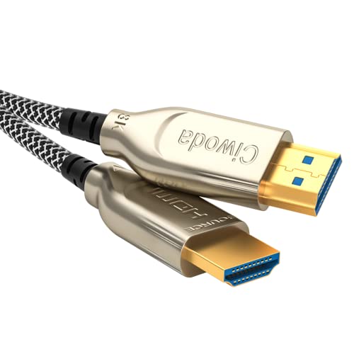 Ciwoda 8K סיבים אופטיים HDMI כבל 50ft, ניילון סיבים קלועים HDMI 2.1 תומך ב- 8K@60Hz, 4K@120 הרץ, 48 ג'יגה -סיביות,