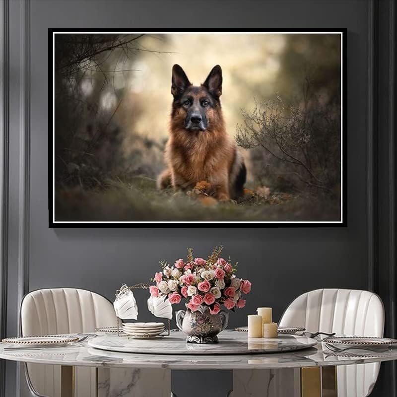 רועה גרמני חמוד לחיות מחמד כלב יהלומי ציור ערכות למבוגרים, נוף בעלי החיים 5 ד קריסטל יהלומי אמנות עם אביזרי