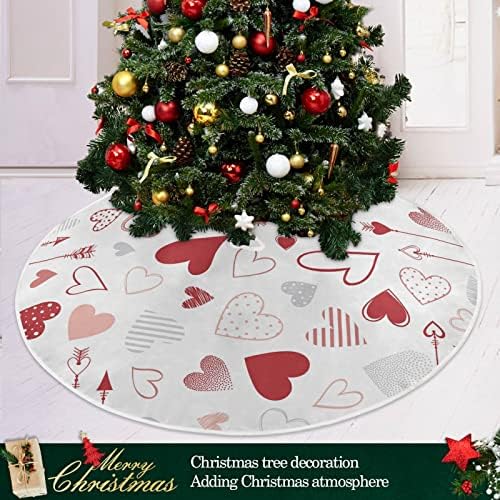 Oarencol Valentines חץ לב אוהב חצאית עץ חג המולד 36 אינץ 'חג המולד לחג עץ קישוטי מחצלת