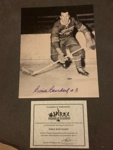 אמיל Butch Bouchard חתום על Canadiens 8x10 W/Stacks of Plaques Cert - תמונות NHL עם חתימה
