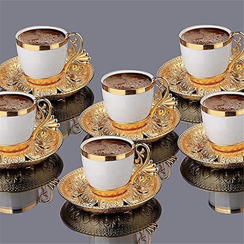 ZHUHW קפה טורקי כוס קפה צלוחיות מוגדרות ל 6 אנשים חרסינה 4 גרם קפה אספרסו נשים גברים מתנה לחמדת בית