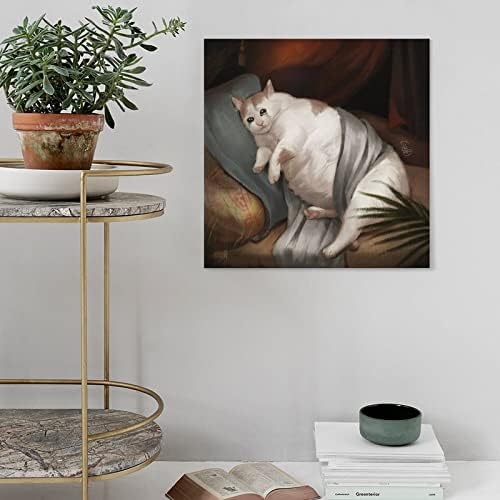 כרזות פוסטר מצחיקות חתול בוכה בכיוון רנסנס בדס מדפיס תמונות לעיצוב חדר שינה בסלון 16x16 אינץ 'בסגנון מסגרת