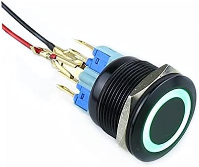 Nibyq 19 ממ אלומינה כפתור מתכת מתג טבעת סרעפת LED נופלת רגעית רמת עצמית 1 לא 1nc