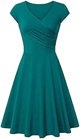 שמלות אביב של DHWGDGKP לנשים 2023, שמלת אופנה קיץ V-צווארון v שמלת ערב של שרוול קצר שמלת שמלת ערב למבוגרים