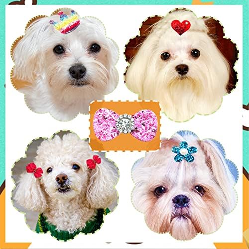 Pai sence 22 pcs צבעוני שיער כלב צבעוני כלב חטיפי כלב חמוד כוכב כתר פרח פרח קשירה שיער שיער סיכות שיער