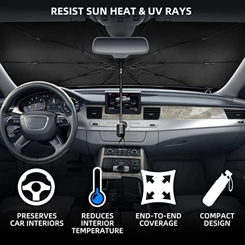 מטריית Sun Shame Shaw Shake Shake - מטריית שמש קדמית - חלון קדמי מתקפל רכב שמש, חלון רכב מכסה רכב פנים הגנה