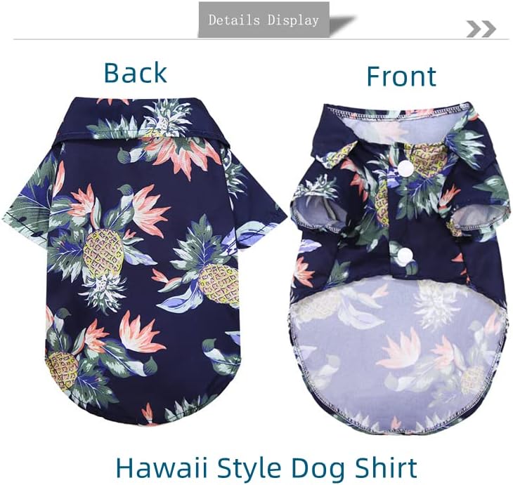 חולצת כלבים של Hanad Hawaiian, סווטשירטים בקיץ נושמים בגדי כלבים מגניבים, קוקוס אננס חוף חולצת חיות מחמד כלב חולצות