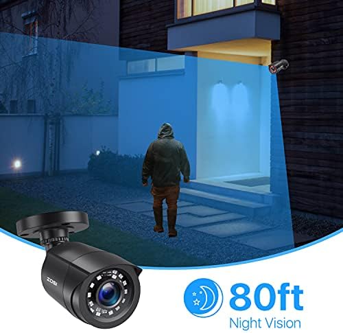 מערכת מצלמות אבטחה ביתיות של Zosi 8CH 1080P עם כונן קשיח 2TB, H.265+ 8 ערוץ 5MP Lite CCTV DVR ו- X1080P