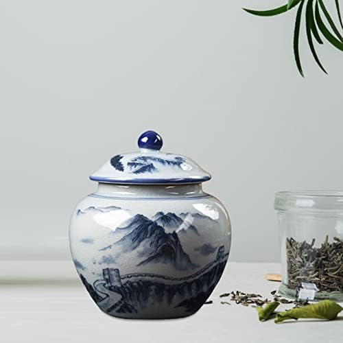 דפילה בסגנון סיני חרסינה חרסינה ג'ינג'ר צנצנת צנצנת פרחים אגרטל מלאכת תה אחסון תה עם מכסה לקישוט