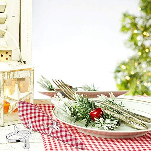BOAO 6 חתיכות צבי מפיות טבעות מחזיקי מפית מתכת לחג המולד לחג המולד, מסיבות חג, קישוט שולחן ארוחת ערב