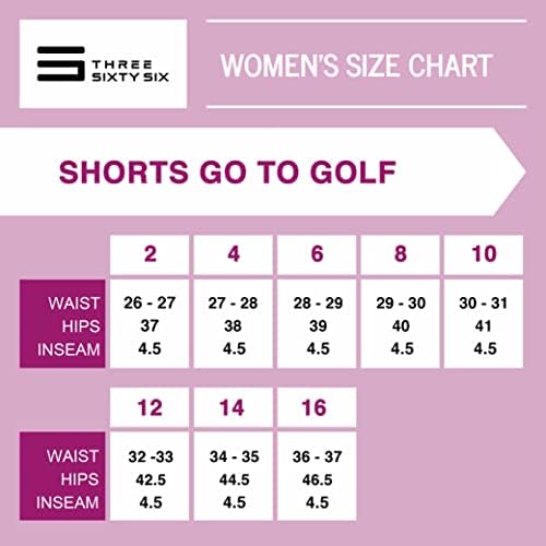 שלושה שישים ושש מכנסי גולף גולף נשים - 5 אינץ ', מכנסיים קצרים פעילים יבש מהיר עם כיסים, משיכה מתכווננת