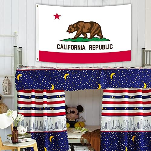 דגל מדינת הרפובליקה בקליפורניה בקליפורניה דו צדדי כפול 3x5 חיצוני חיצוני 3 דגלים דובי קאלי עם