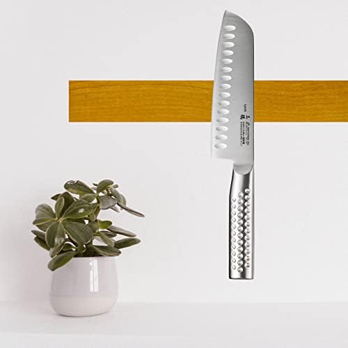 סכין Santoku - Mattstone Hill 7 סכין שף אסייתי קצה חלול, סכין מטבח פלדה גרמנית מלאה, סכין ירקות, 304 ידית
