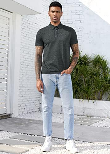 Le Vonfort Mens מהיר ביצועים יבשים חולצות פולו חולצות שרוול קצר