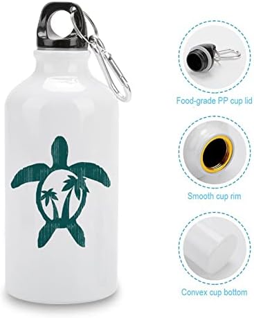 עץ הדקל בהוואי וצב הים ספורט בקבוק אלומיניום נייד בקבוקי מים ספורט ניידים עם קרבינר ומכסה טוויסט
